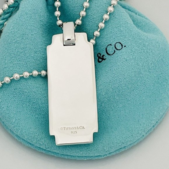 24" Tiffany & Co Mens Unisex Metropolis Pendant Dog Chain Bead Necklace - Picture 4 of 7